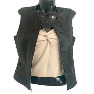 NWT Vintage Y2K Black Vegan Leather PVC Vest Bikercore Motorcycle Size Small